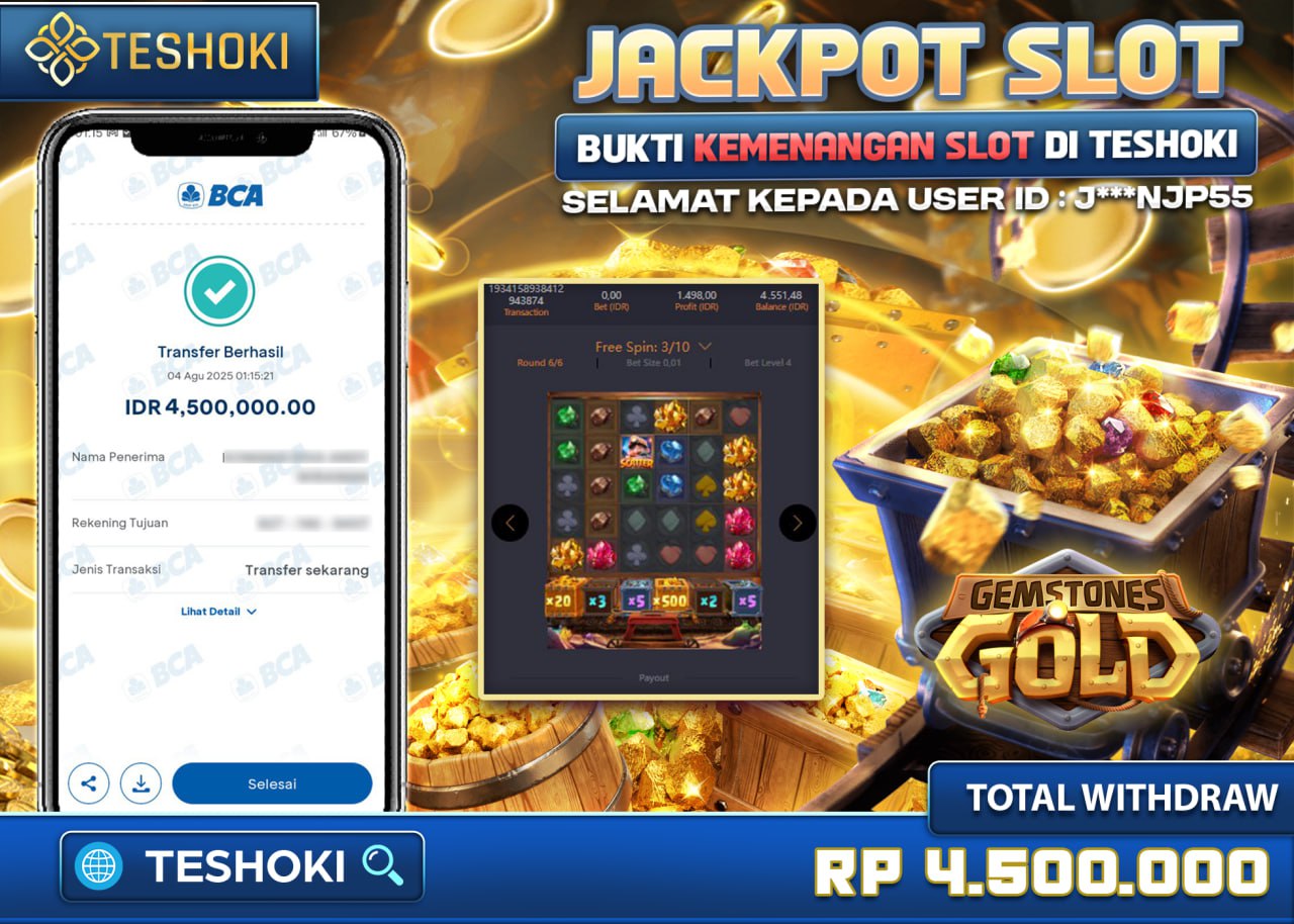 J***NJP55 JACKPOT SLOT GEMSTONE GOLD Rp.4.500.000 - LUNAS	